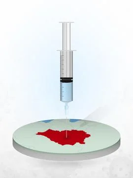 Vaccination of Belarus, injection of a syringe into a map of Belarus. Ilustração Stock