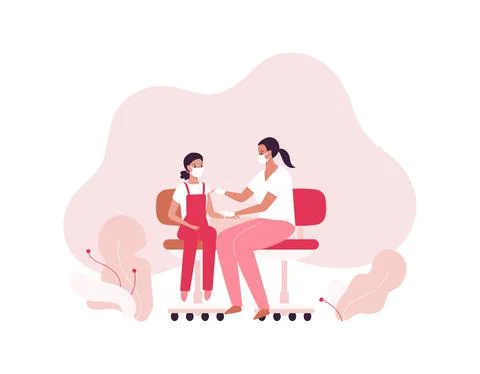 Vaccination campaign concept. Vector flat healthcare character illustration.  Stock Illustration