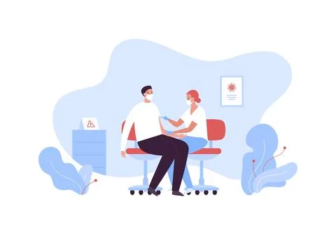 Vaccination campaign concept. Vector flat healthcare character illustration.  Stock Illustration