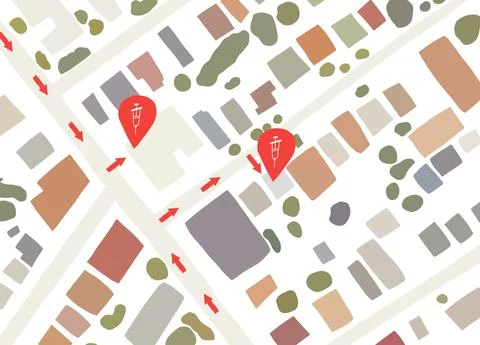 Vaccination center location at map, vector illustration. Stock Illustration