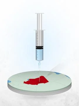 Vaccination of Chad, injection of a syringe into a map of Chad. イラスト素材