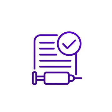 Vaccination check line icon, vector Stock Illustration