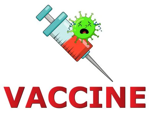 Vaccination concept with virus character. Stock Illustration