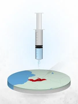 Vaccination of Congo, injection of a syringe into a map of Congo. Stock Illustration