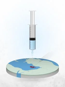 Vaccination of Cyprus, injection of a syringe into a map of Cyprus. Stock Illustration