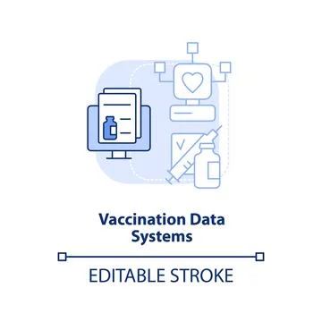 Vaccination data systems light blue concept icon Stock Illustration