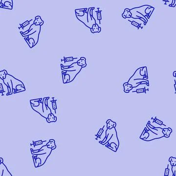 Vaccination dog line seamless pattern Illustrazione stock