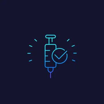 Vaccination done icon, line vector Stock Illustration