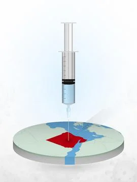Vaccination of Egypt, injection of a syringe into a map of Egypt. Stock Illustration