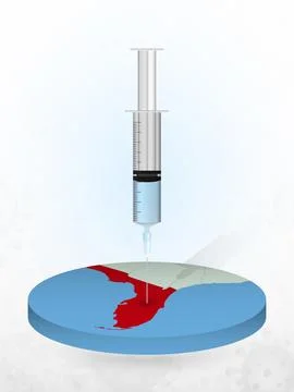 Vaccination of Florida, injection of a syringe into a map of Florida. Stock Illustration