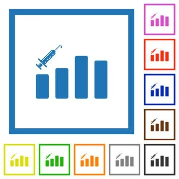 Vaccination graph flat framed icons Stock Illustration