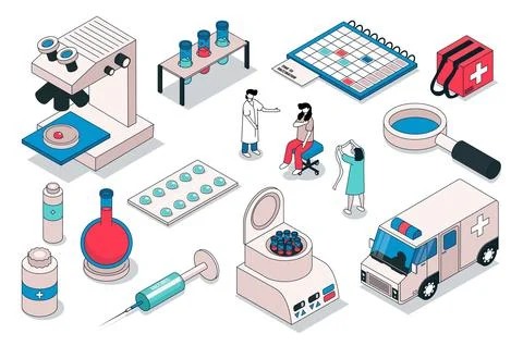 Vaccination Isometric Elements イラスト素材