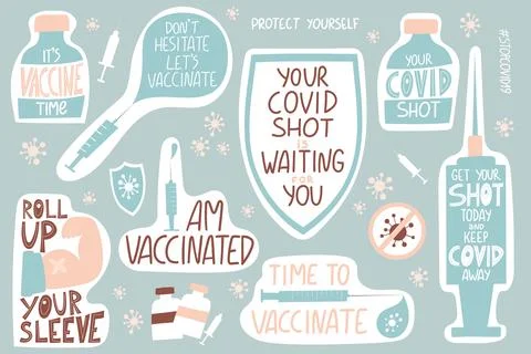 Vaccination lettering set Stock Illustration