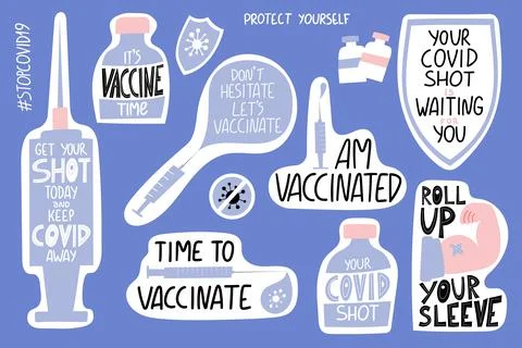 Vaccination lettering set Illustrazione stock