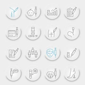 Vaccination line icon set Illustrazione stock