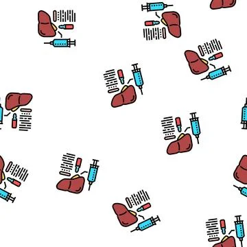 Vaccination liver vector seamless pattern Stock Illustration