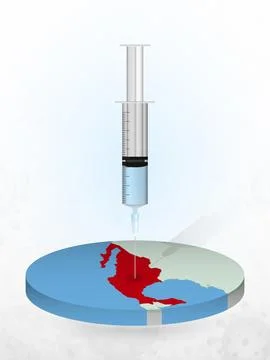 Vaccination of Mexico, injection of a syringe into a map of Mexico. Stock Illustration