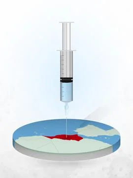 Vaccination of Morocco, injection of a syringe into a map of Morocco. Stock Illustration