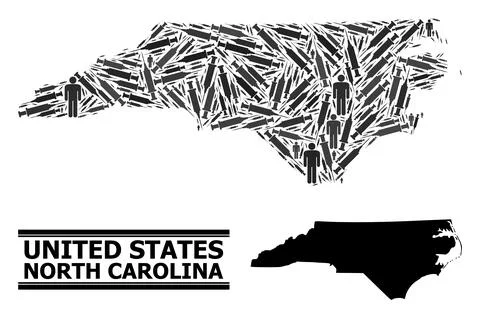 Vaccination Mosaic Map of North Carolina State Stock Illustration