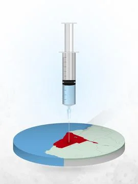 Vaccination of Namibia, injection of a syringe into a map of Namibia. Stock Illustration