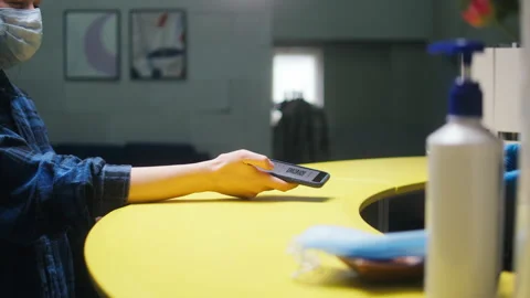 Vaccination passport qr code control, woman checking on phone European Stock Footage 165821103