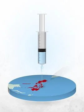 Vaccination of Philippines, injection of a syringe into a map of Philippines. Stock Illustration