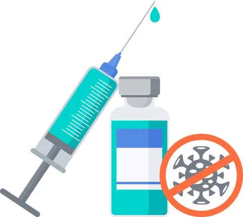 Vaccination programm banner. Flat cartoon vector illustration. Illustrazione stock