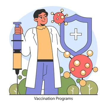 Vaccination Programs concept. Flat vector illustration. Illustrazione stock