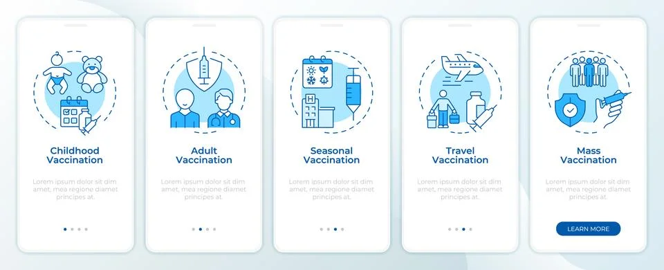 Vaccination programs onboarding mobile app screen 库存插图