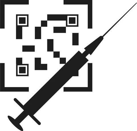 Vaccination with a QR code against covid 19. Stock Illustration