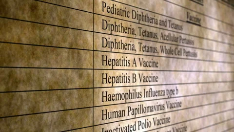 Vaccination Record and Immunization Schedule Document Stock-Footage 341984212