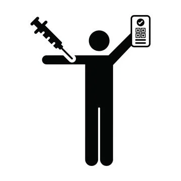 Vaccination report card icon vector with male pictogram symbol for medical Stock Illustration