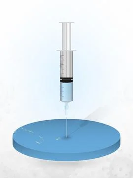 Vaccination of Samoa, injection of a syringe into a map of Samoa. Stock Illustration