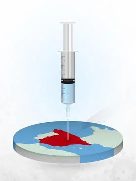Vaccination of Spain, injection of a syringe into a map of Spain. Stock Illustration
