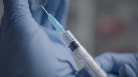 Vaccination syringe macro 2 Stock Footage 148007422
