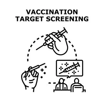 Vaccination target screening achieving immunization program goals Stock Illustration
