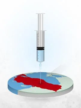 Vaccination of Turkey, injection of a syringe into a map of Turkey. Stock Illustration