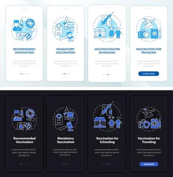 Vaccination types onboarding mobile app page screen Illustrazione stock