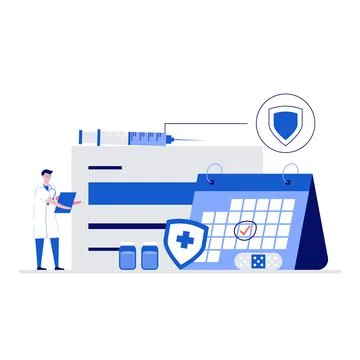 Vaccination vector illustration concept with characters. Modern flat style fo Stock Illustration