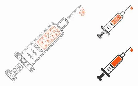 Vaccination Vector Mesh Network Model and Triangle Mosaic Icon Stock Illustration