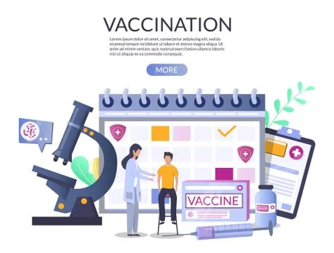 Vaccination web banner design template, vector illustration Stock Illustration