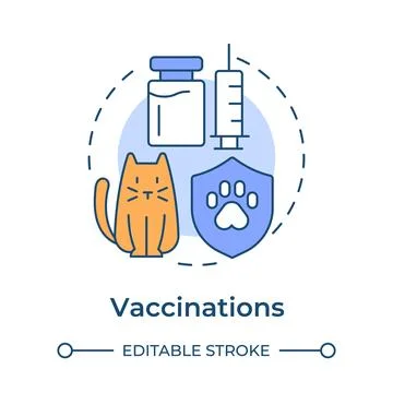 Vaccinations flat linear concept icon Stock Illustration