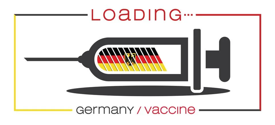 Vaccine and loading concept vector illustration, country flag. Illustrazione stock