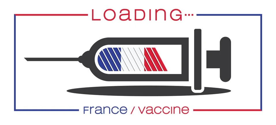 Vaccine and loading concept vector illustration, country flag. Stock Illustration