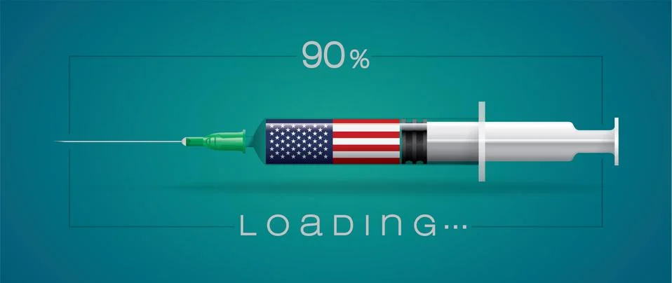 Vaccine and loading concept vector illustration, country flag. Stock Illustration