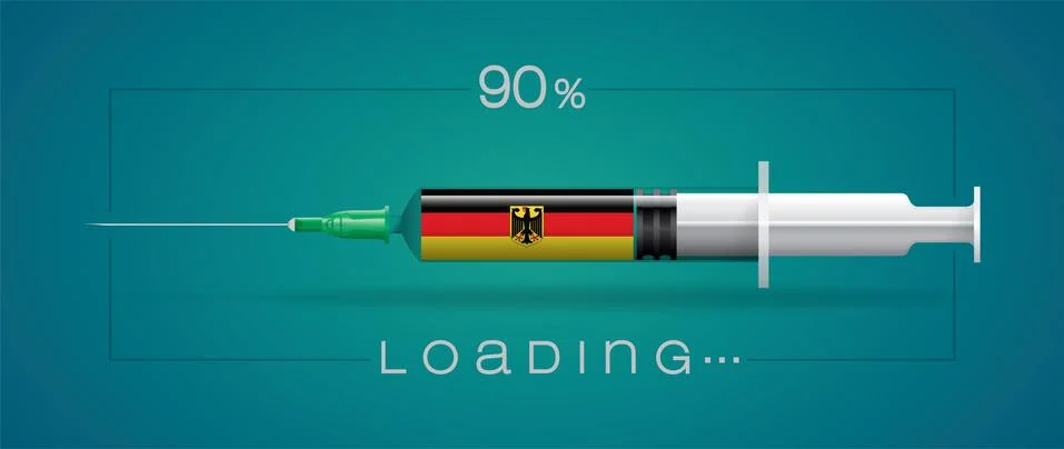 Vaccine and loading concept vector illustration, country flag. Stock Illustration