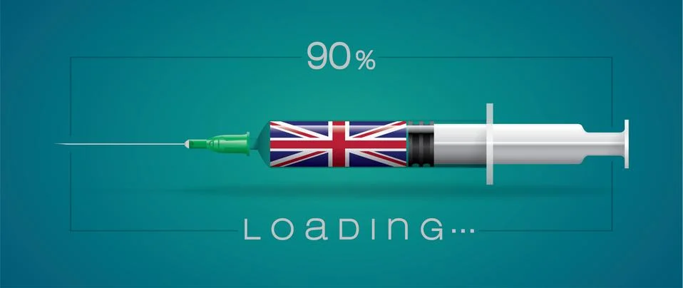 Vaccine and loading concept vector illustration, country flag. Stock Illustration