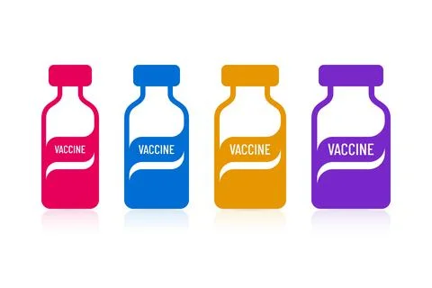 Vaccine Bottles Flat Icon Set Stock Illustration