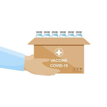 Vaccine box in hand Stock Illustration