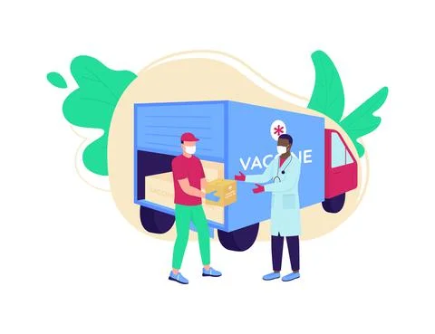Vaccine delivery flat concept vector illustration Illustrazione stock